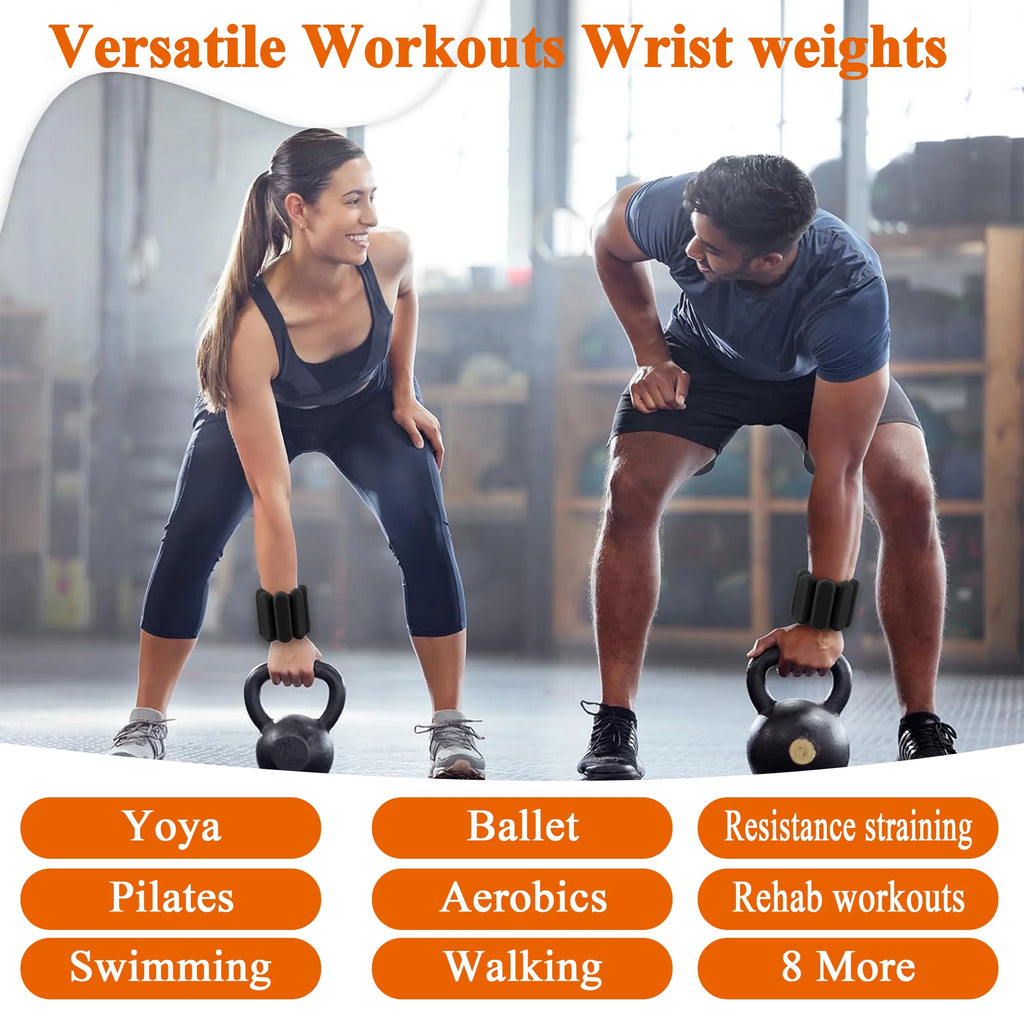 Ankle Wrist Weights Set, Adjustable Strength Leg Weights Set of 2 (1Lb Each), Wearable Wrist Leg Arm Weights for Yoga, Walking