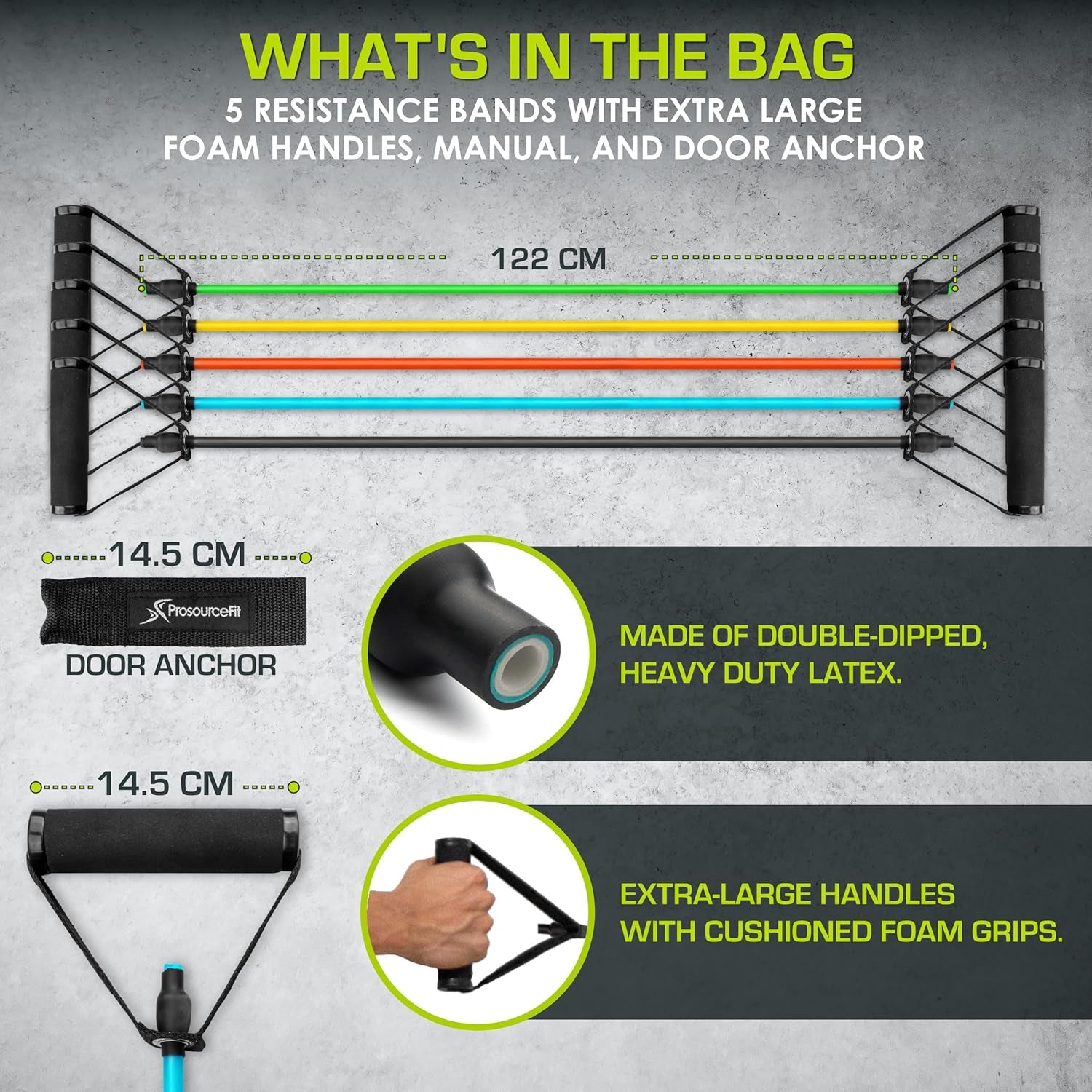 fit Tube Resistance Bands Set 2 - 20 LB with Attached Handles, Door Anchor and Exercise Guide Full-Body Exercises and Home Workouts