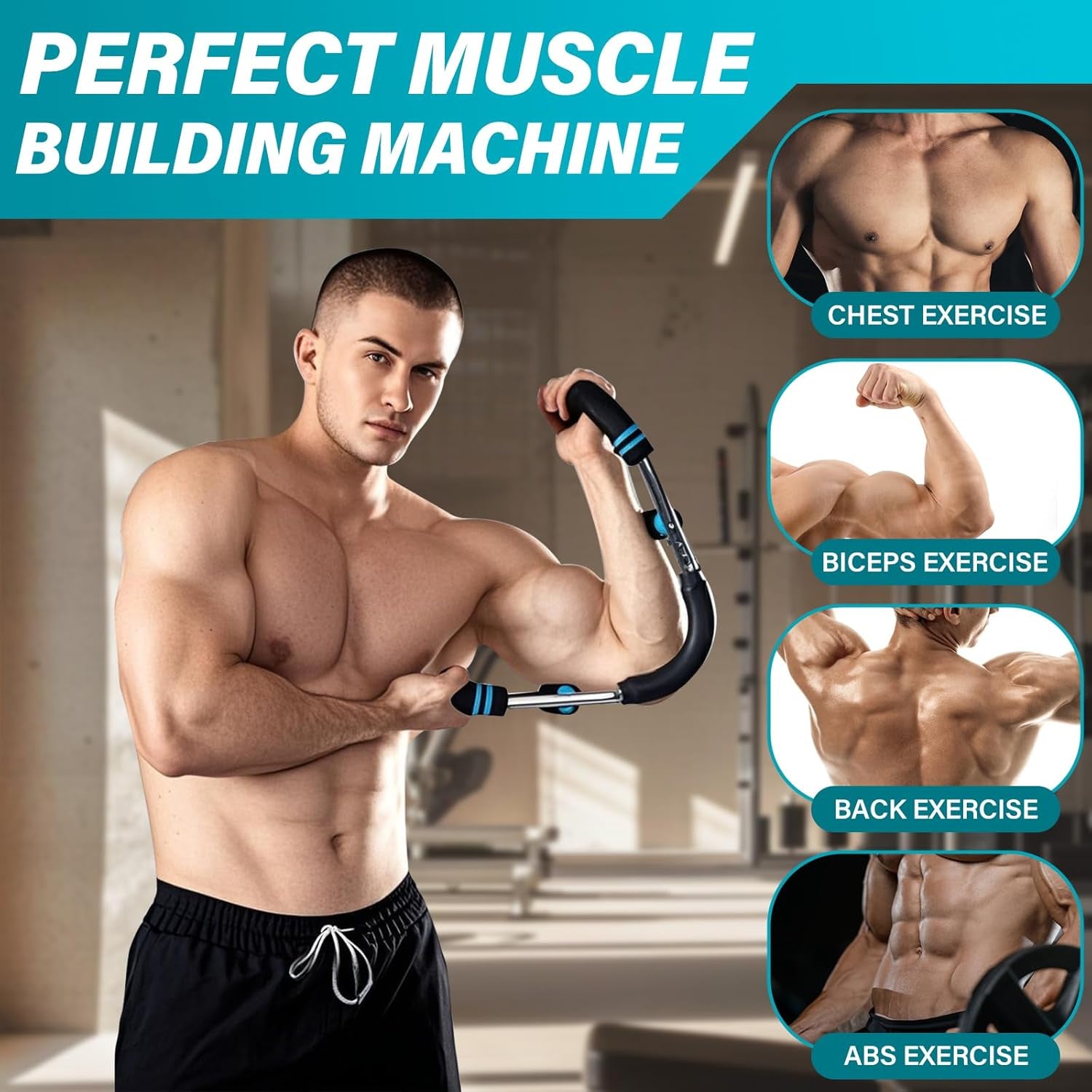 Twister Arm Trainer, 60-110Lb Arm Exerciser, Adjustable Chest Workout Equipment Power Twister Bar for Upper Body Strength Training, Arm Strength Trainer Forearm Shoulder Home Fitness Equipment