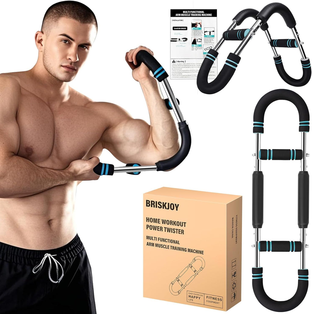 Twister Arm Trainer, 60-110Lb Arm Exerciser, Adjustable Chest Workout Equipment Power Twister Bar for Upper Body Strength Training, Arm Strength Trainer Forearm Shoulder Home Fitness Equipment