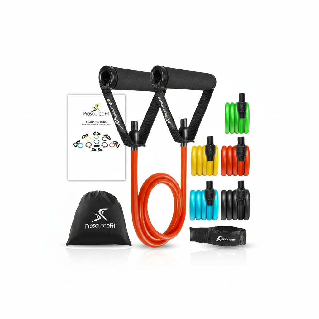 fit Tube Resistance Bands Set 2 - 20 LB with Attached Handles, Door Anchor and Exercise Guide Full-Body Exercises and Home Workouts