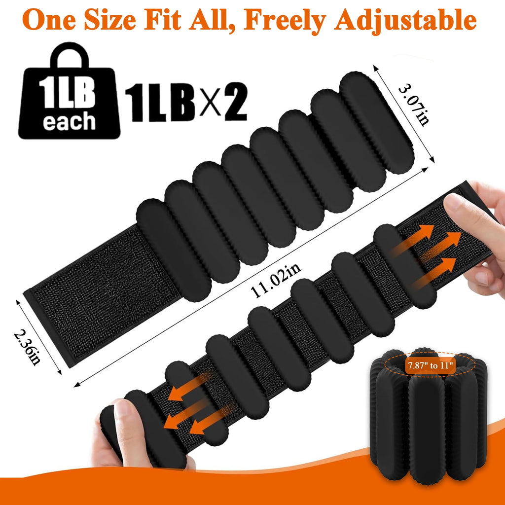 Ankle Wrist Weights Set, Adjustable Strength Leg Weights Set of 2 (1Lb Each), Wearable Wrist Leg Arm Weights for Yoga, Walking