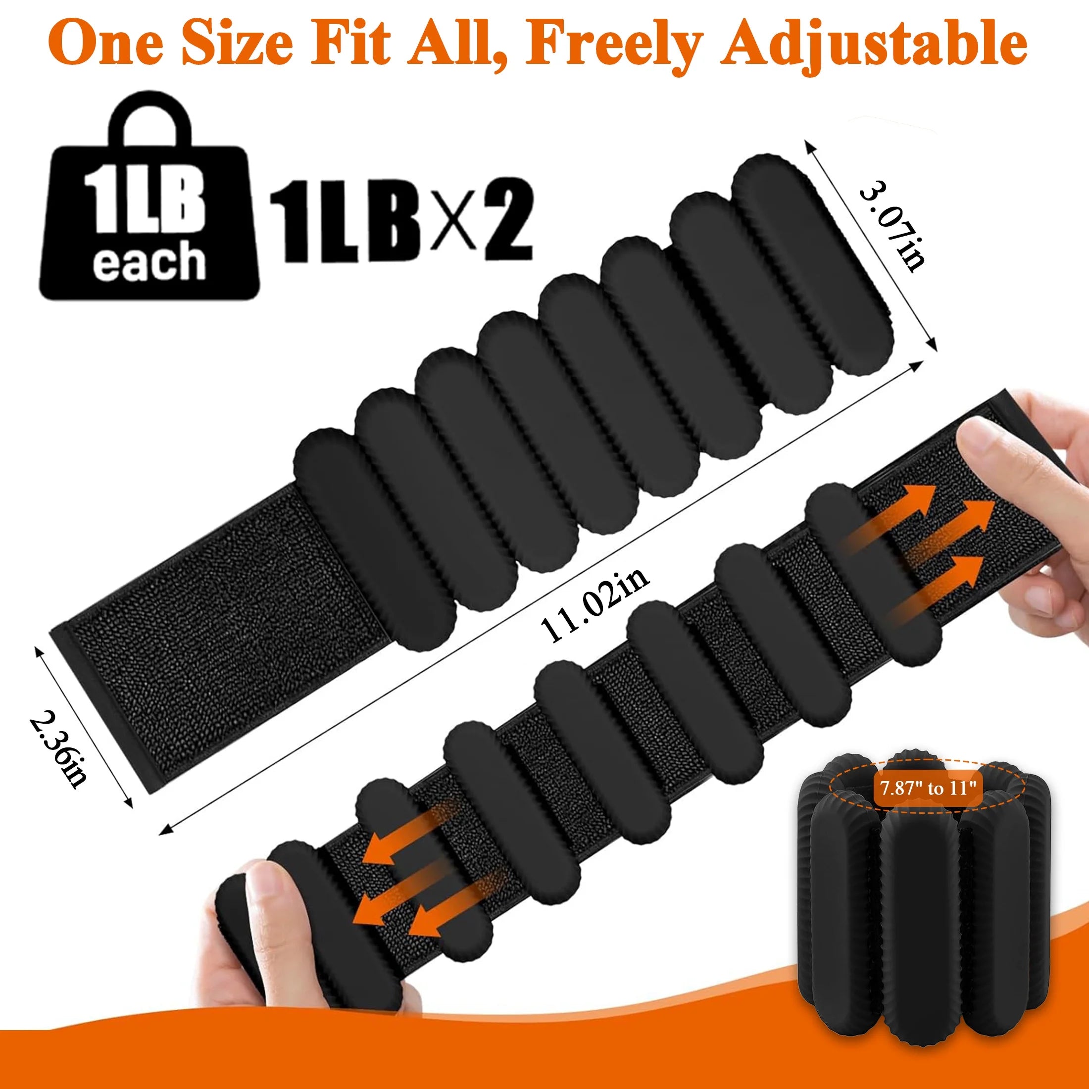 Ankle Wrist Weights Set, Adjustable Strength Leg Weights Set of 2 (1Lb Each), Wearable Wrist Leg Arm Weights for Yoga, Walking